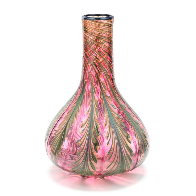 charles-lotton-foliate-swirl-glass-vase-and-signed-book