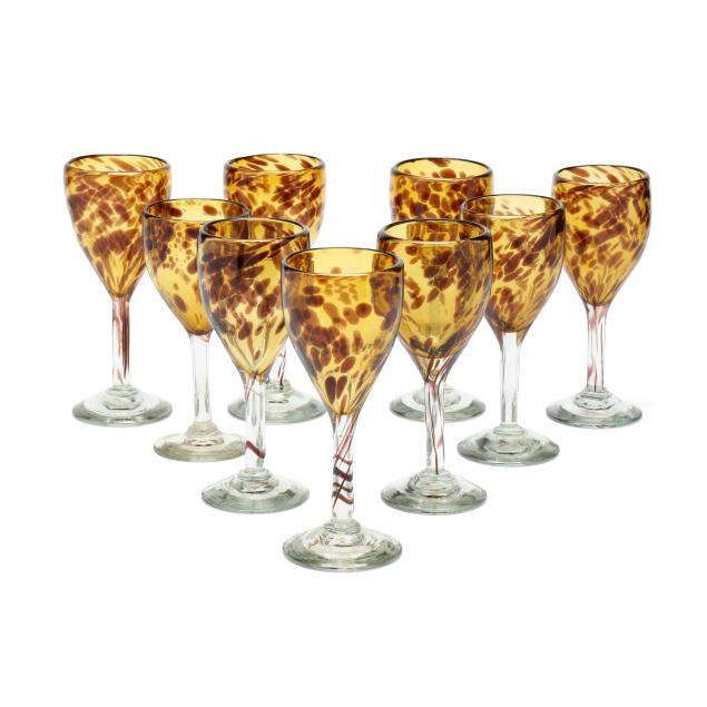 set-of-nine-blown-glass-tortoiseshell-goblets