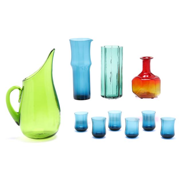 group-of-vintage-glass-barware-including-blenko