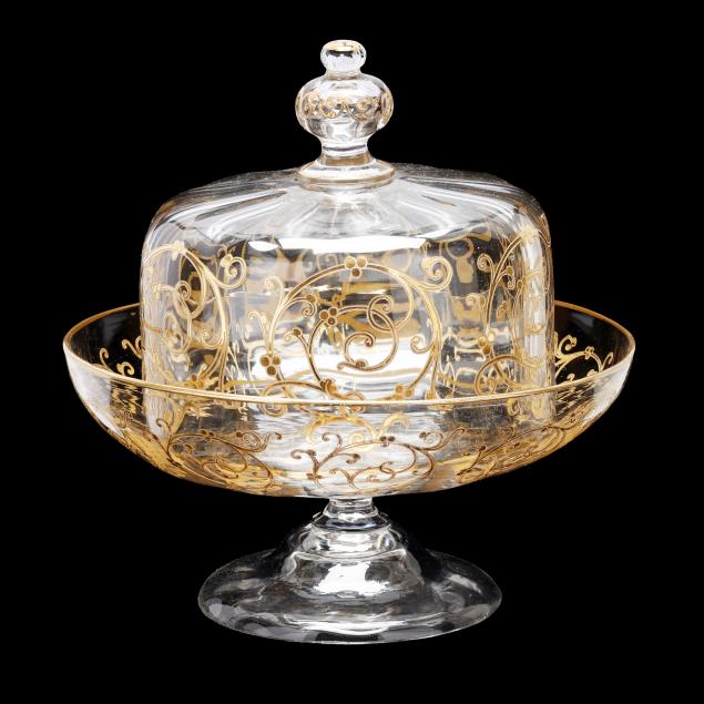 venetian-style-engraved-and-gilt-glass-server-with-cloche