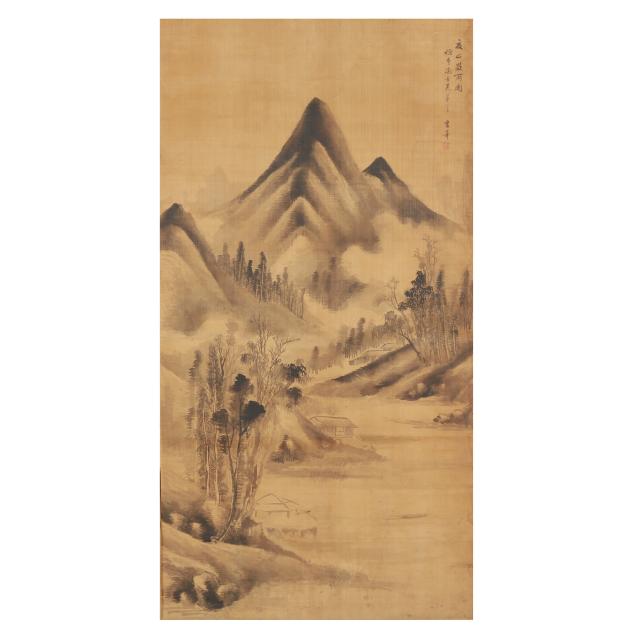 a-large-chinese-hanging-scroll-of-mountain-landscape