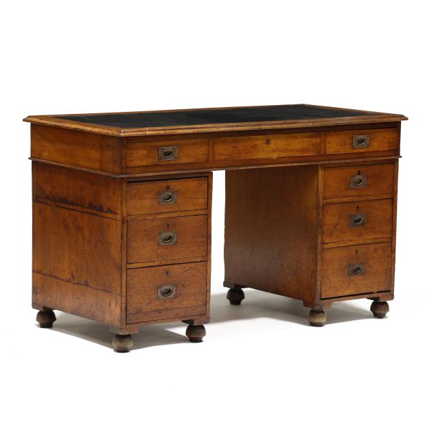 antique-english-mahogany-campaign-knee-hole-desk