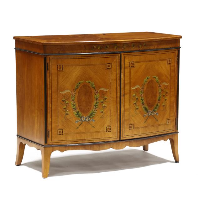 wellington-hall-neoclassical-style-inlaid-and-paint-decorated-bow-front-cabinet