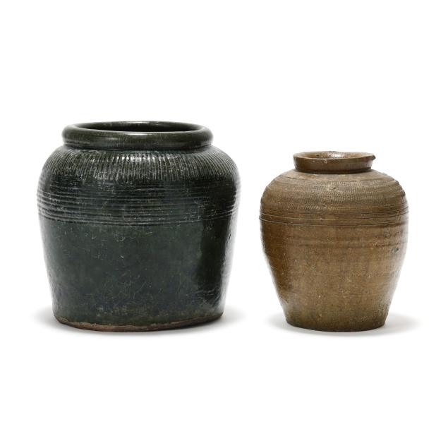 two-chinese-pottery-jars-with-tooled-decoration
