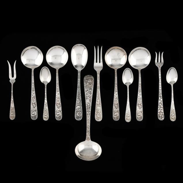 assortment-of-repousse-sterling-silver-flatware