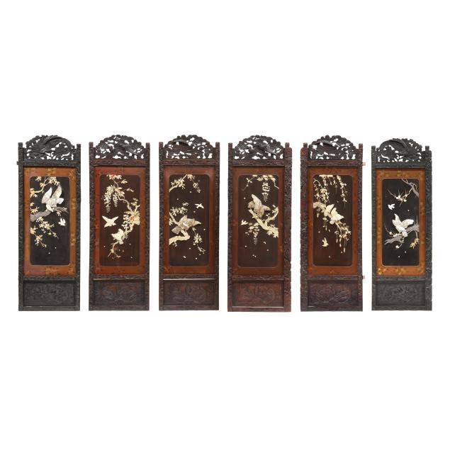a-six-panel-japanese-carved-hardwood-screen-with-inlay