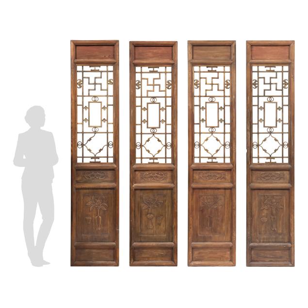 a-set-of-four-chinese-carved-lattice-wood-door-panels