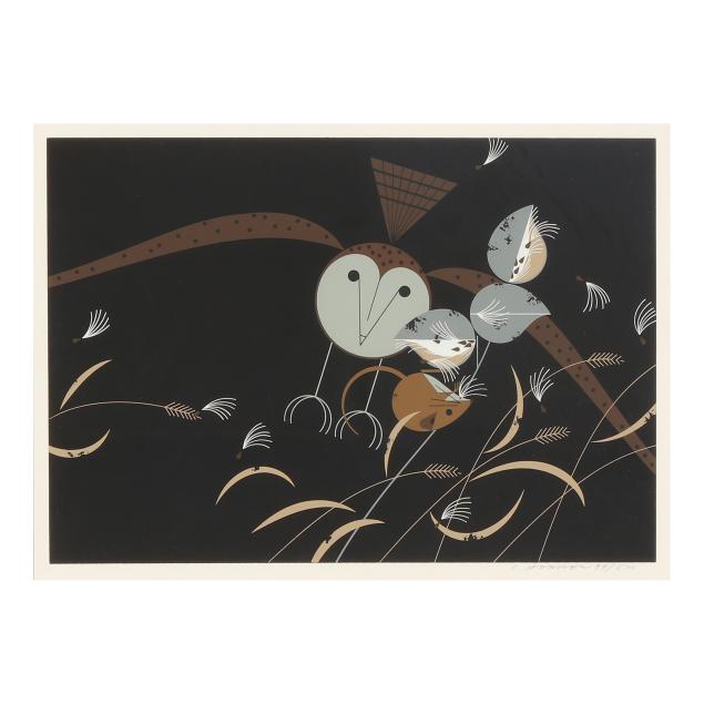 charley-harper-american-1922-2007-i-better-mousetrap-barn-owl-and-harvest-mouse-i
