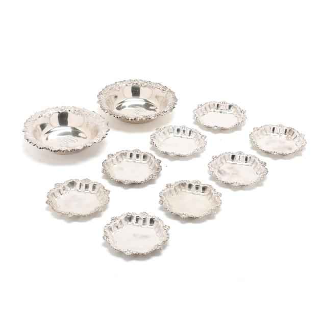 group-of-whiting-sterling-silver-butter-pats-and-finger-bowls