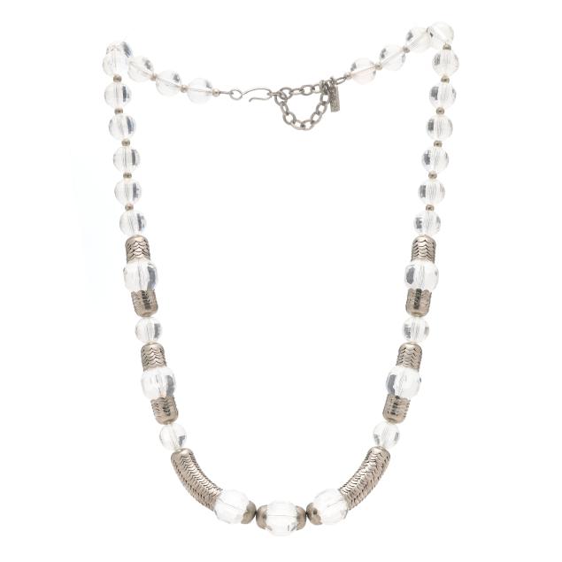 glass-bead-and-silver-tone-metal-necklace-yves-saint-laurent