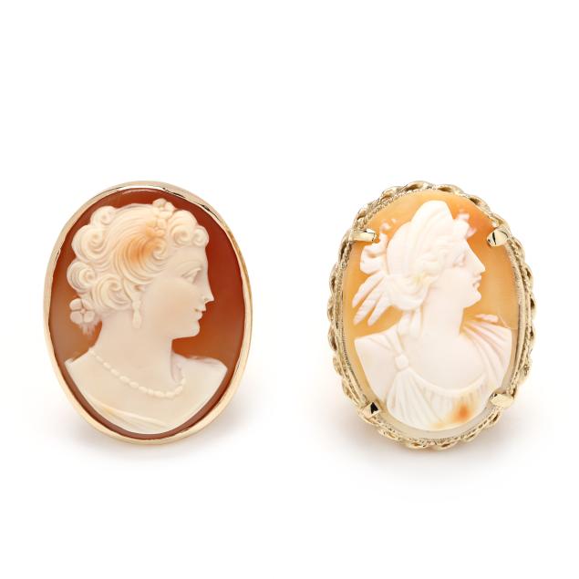 two-gold-and-shell-cameo-rings