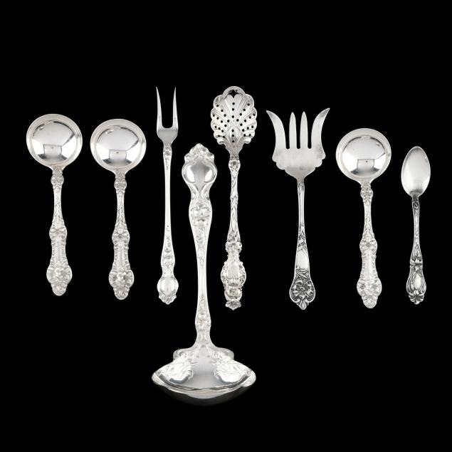 eight-pieces-american-art-nouveau-style-sterling-silver-flatware