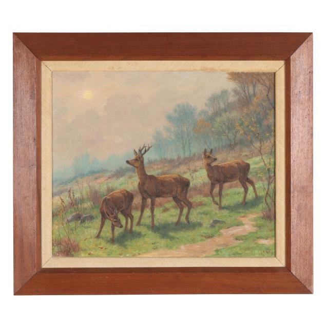 georges-frederic-rotig-french-1873-1961-stag-with-two-does-in-a-clearing