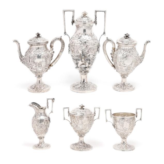 samuel-kirk-silver-repousse-i-landscape-i-tea-and-coffee-service