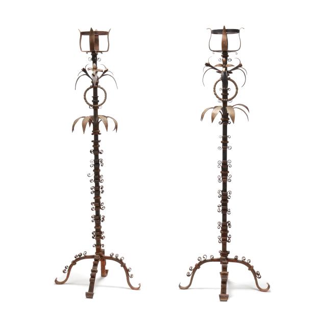 pair-of-tall-baroque-style-wrought-iron-torchieres