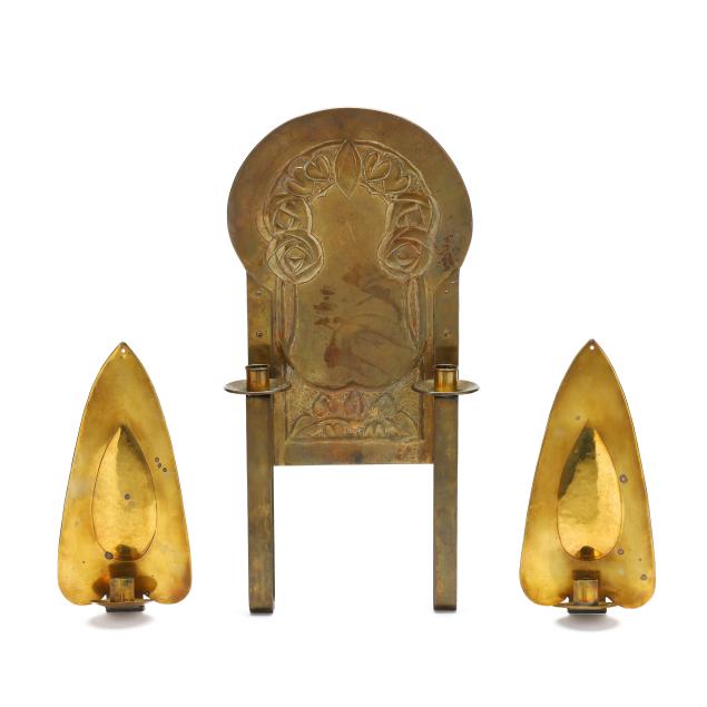 three-arts-and-crafts-brass-sconces