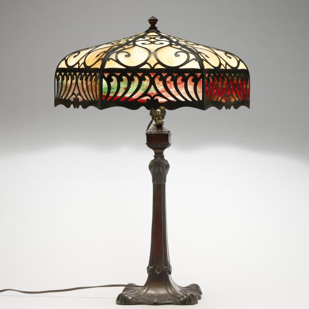 attributed-bradley-and-hubbard-slag-glass-table-lamp