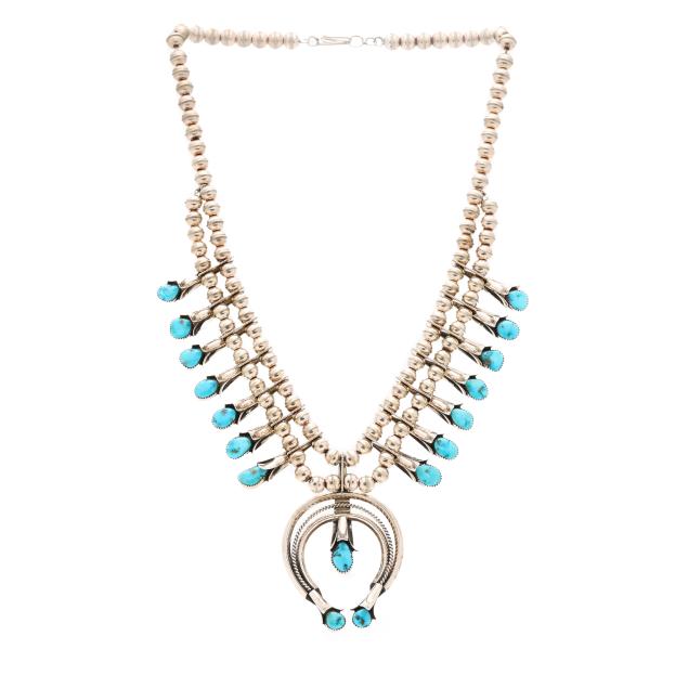 navajo-silver-and-turquoise-squash-blossom-necklace-doris-smallcanyon