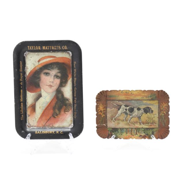 two-salisbury-north-carolina-painted-metal-advertising-trays