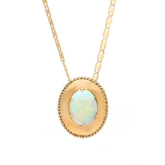 gold-and-opal-pendant-brooch-with-fancy-link-chain