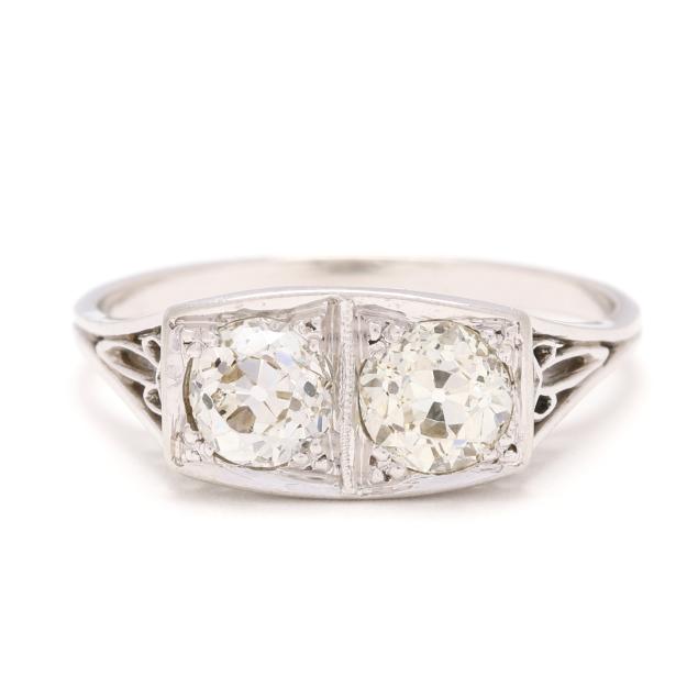 antique-white-gold-and-two-stone-diamond-ring
