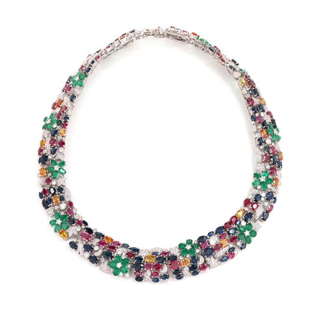 white-gold-diamond-sapphire-and-ruby-necklace