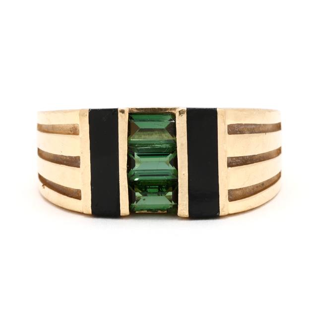 gold-green-tourmaline-and-enamel-ring