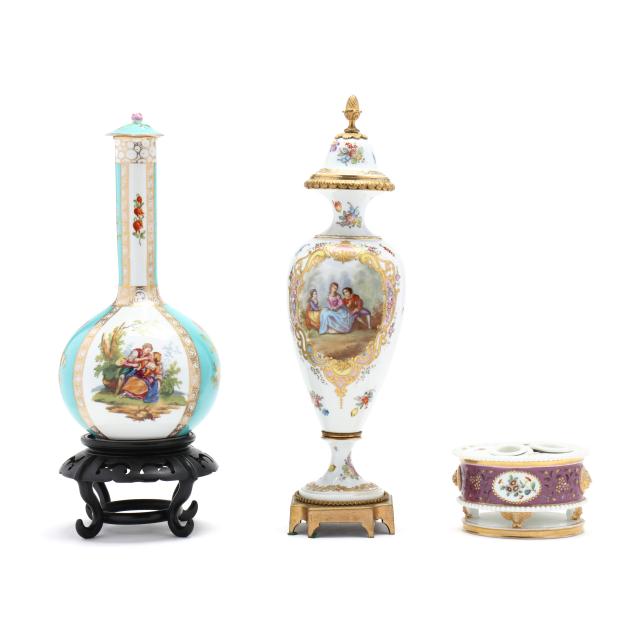 two-german-porcelain-lidded-vessels-and-a-porcelain-standish