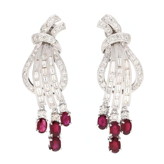 platinum-ruby-and-diamond-dangle-earrings