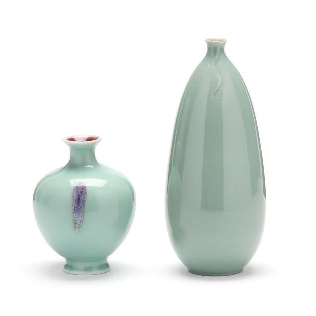 two-modern-asian-celadon-vases