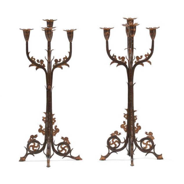 pair-of-arts-crafts-parcel-gilt-ironwork-candelabra