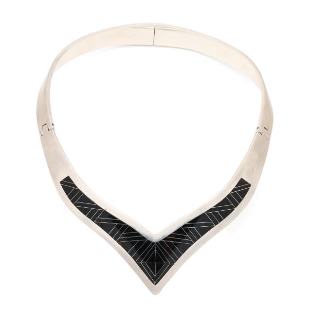 silver-and-black-onyx-collar-necklace-mexico
