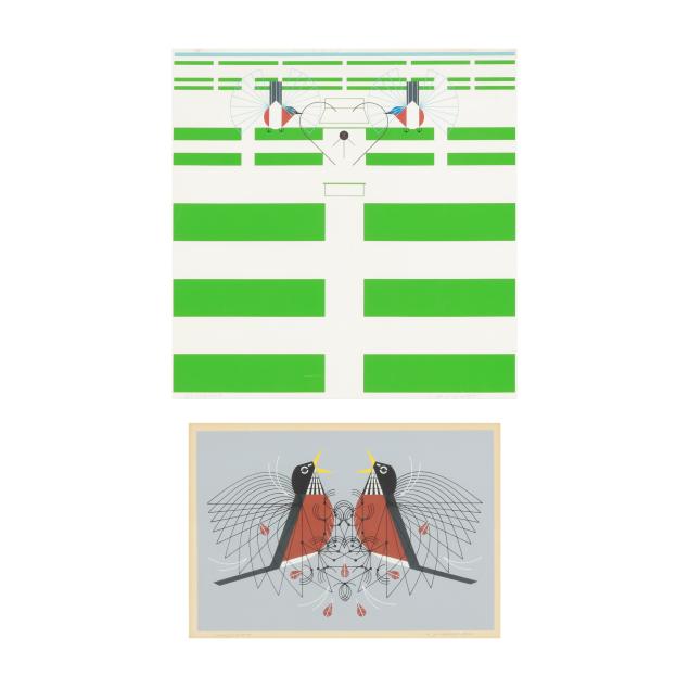 charley-harper-american-1922-2007-i-bluebirds-in-the-bluegrass-round-robin-i