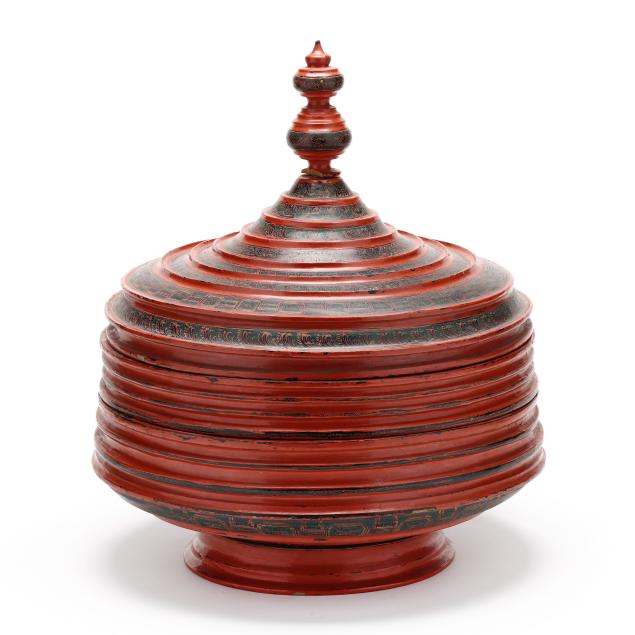 a-large-burmese-red-lacquered-offering-box