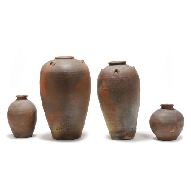 four-japanese-unglazed-jars