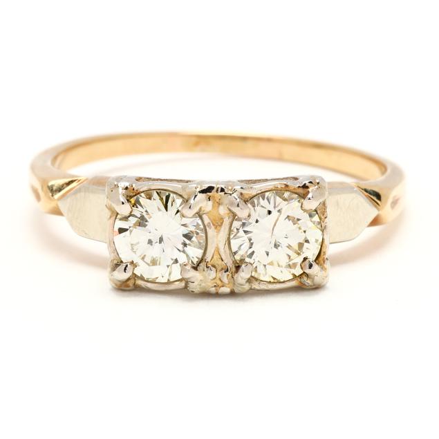 vintage-bi-color-gold-and-diamond-two-stone-ring