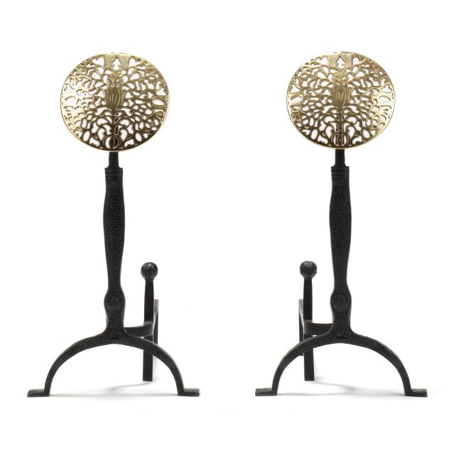 virginia-metalcrafters-pair-of-dutch-style-brass-and-iron-andirons