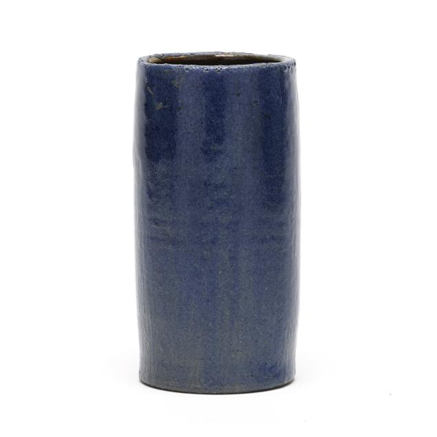 oscar-louis-bachelder-wisconsin-nc-1852-1935-blue-glazed-cylinder-vase