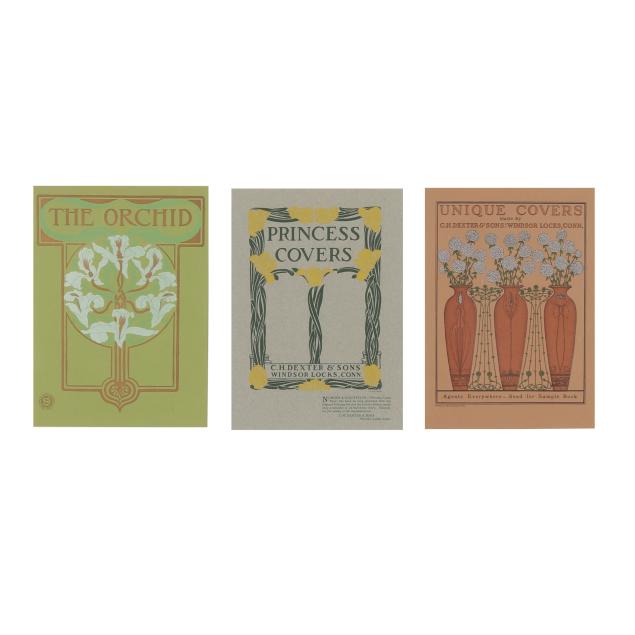three-framed-art-nouveau-book-cover-advertisements