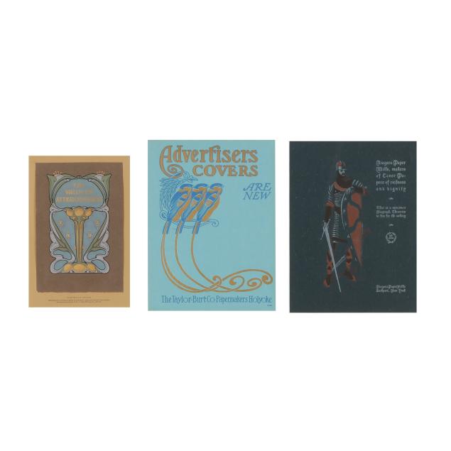 three-framed-art-nouveau-book-cover-advertisements