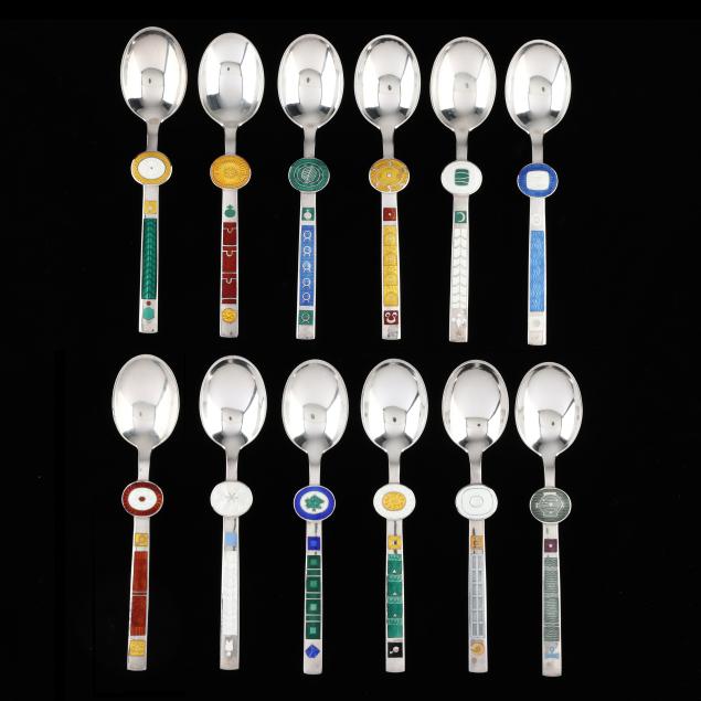 set-of-twelve-danish-sterling-silver-paul-gauguin-spoons-by-anton-michelsen