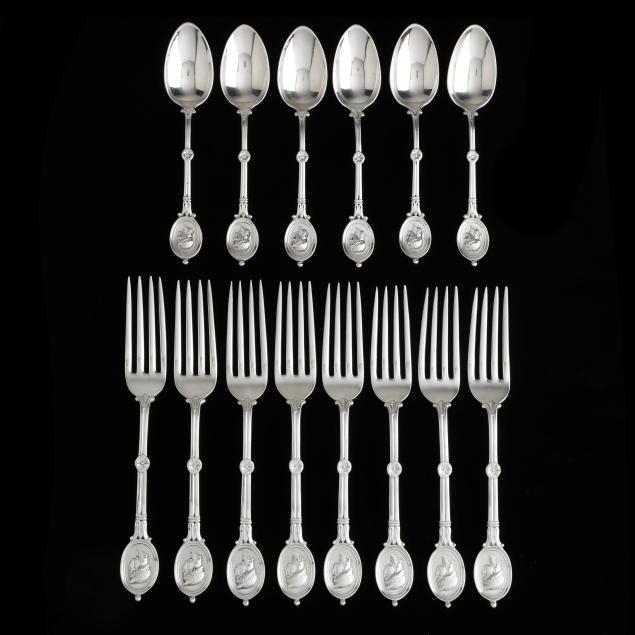fourteen-pieces-of-ball-black-co-i-medallion-i-sterling-silver-flatware