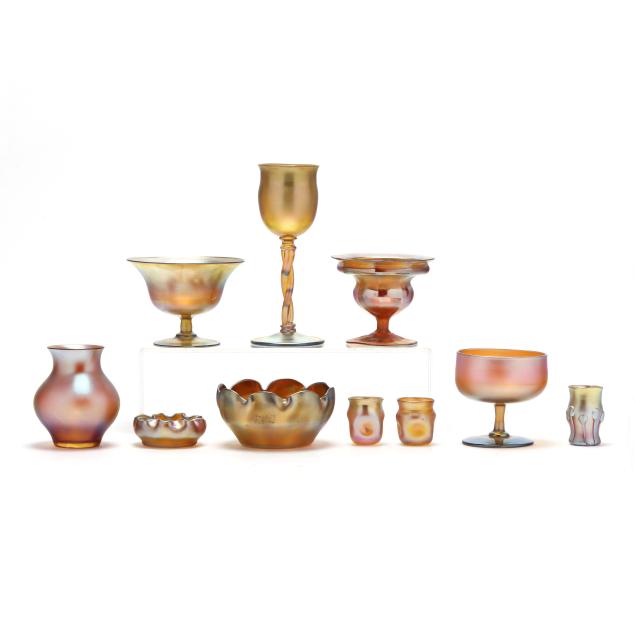 ten-pieces-of-l-c-tiffany-favrile-glass