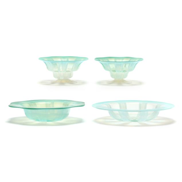 four-pieces-of-l-c-tiffany-pastille-glass