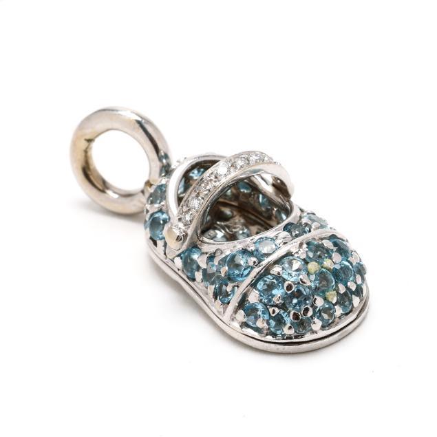 white-gold-blue-topaz-and-diamond-shoe-charm-aaron-basha