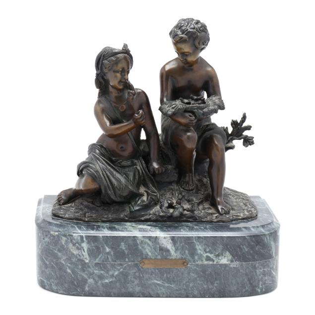after-albert-ernest-carrier-beleuse-french-1824-1887-bronze-sculpture-of-two-children-playing-with-birds