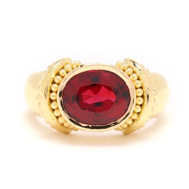 high-karat-gold-and-red-spinel-ring-elizabeth-locke