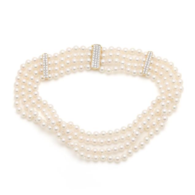 pearl-choker-necklace-with-gold-and-diamond-stations