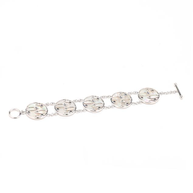 silver-mother-of-pearl-and-gem-set-bracelet