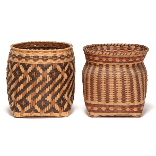 two-fine-cherokee-split-oak-baskets-carol-s-welch-and-bessie-c-long